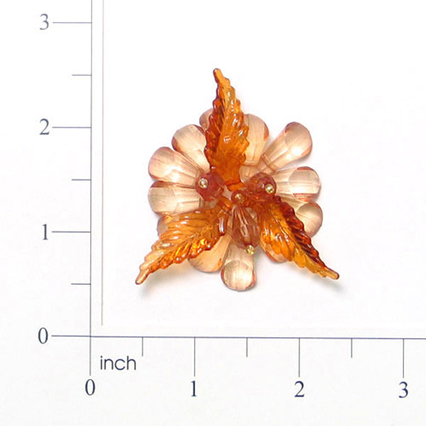 Three Leaf Gem Flower Applique/Patch  - Brown