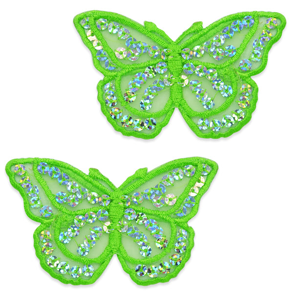 Iron-On Butterfly Sequin Applique/Patch Pack of 2