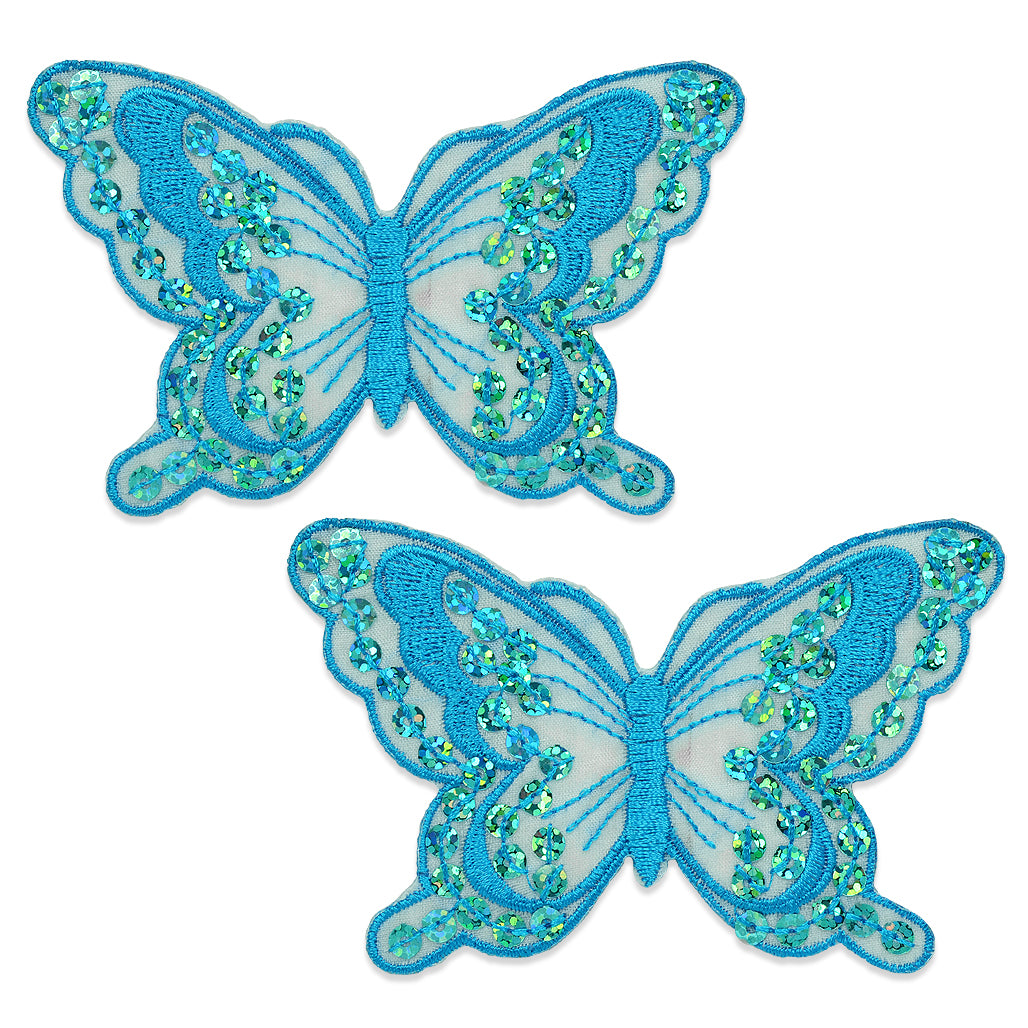 Iron-On Butterfly Sequin Applique/Patch Pack of 2