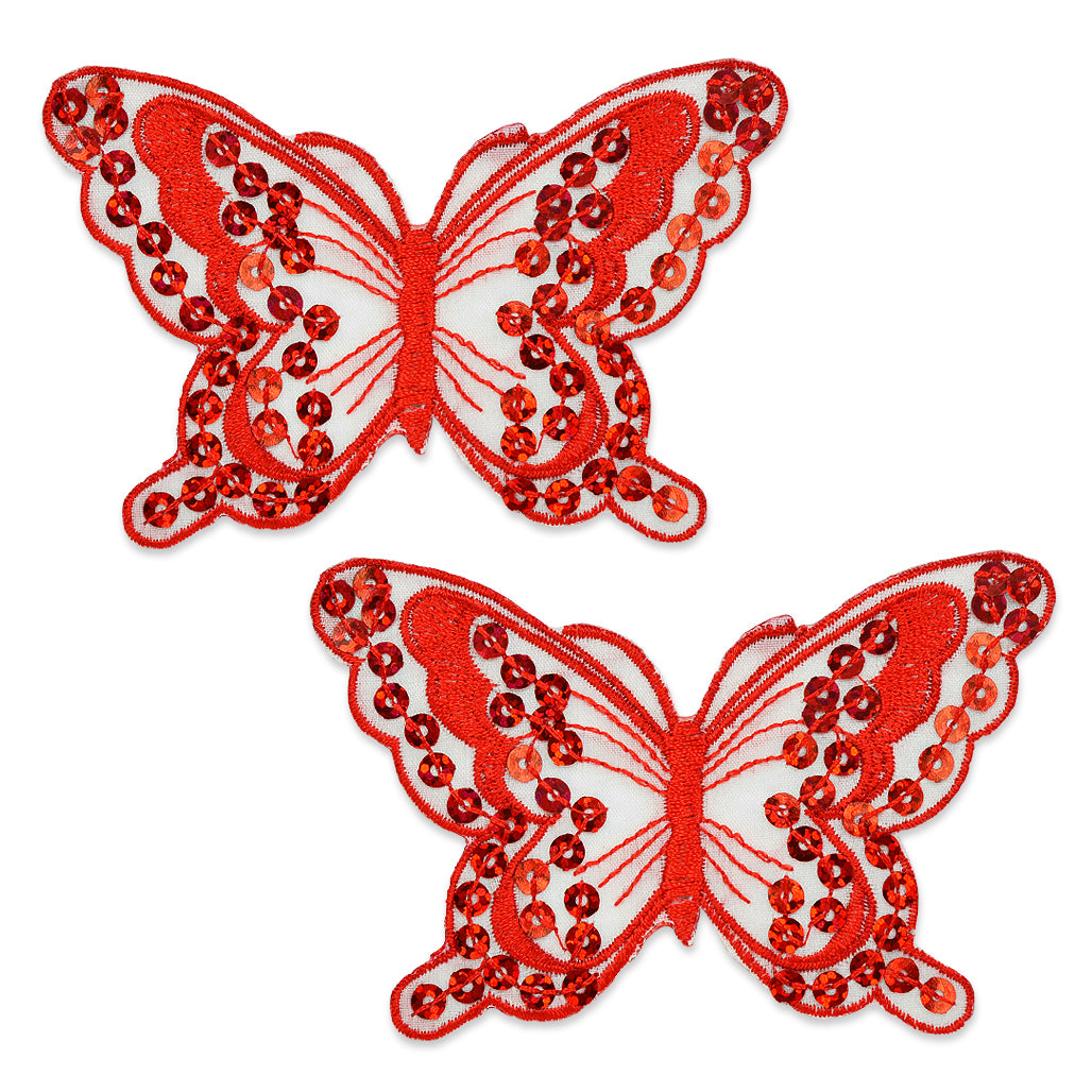 Iron-On Butterfly Sequin Applique/Patch Pack of 2