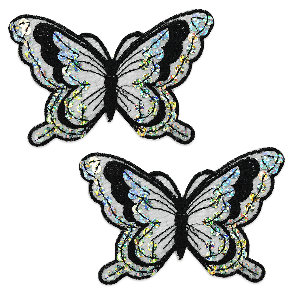 Iron-On Butterfly Sequin Applique/Patch Pack of 2