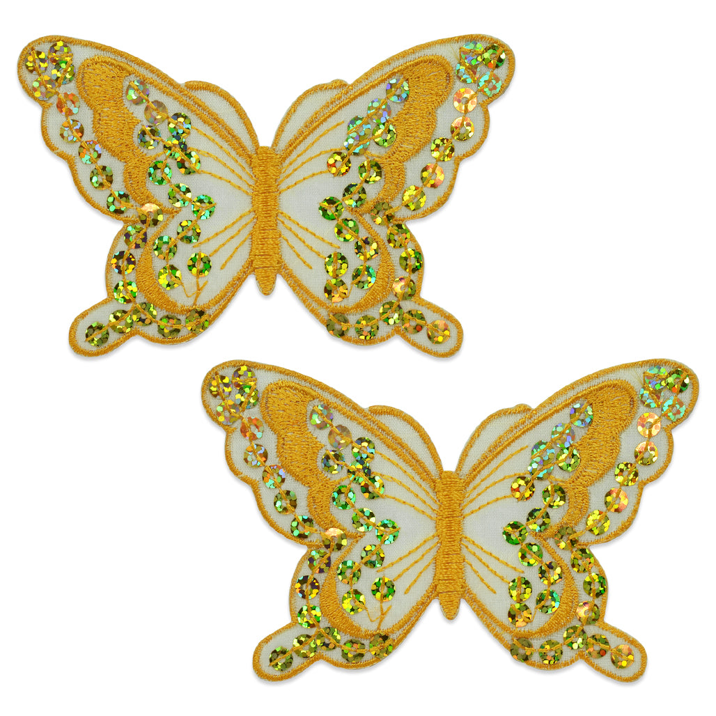 Iron-On Butterfly Sequin Applique/Patch Pack of 2