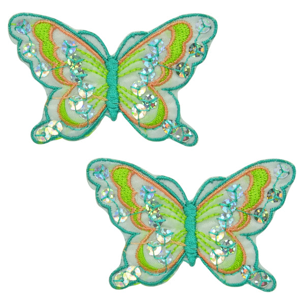 Iron-On Butterfly Sequin Applique/Patch Pack of 2