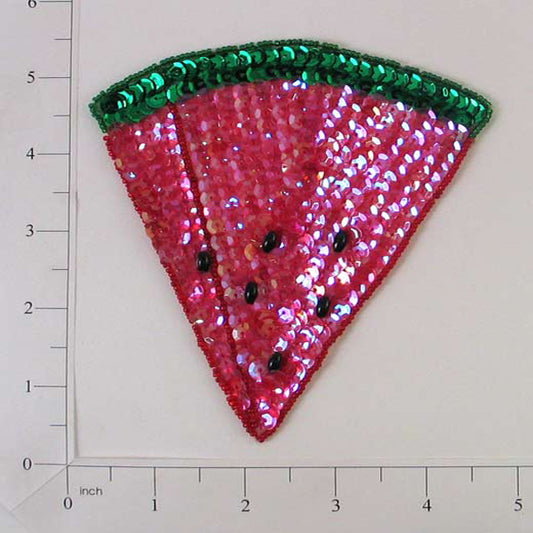 5" x 4 1/2" Watermelon Slice Sequin Applique/Patch  - Multi Colors