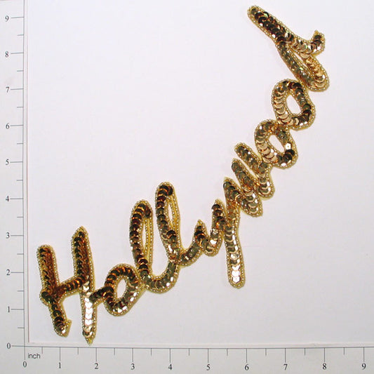 10" x 4" Hollywood Sequin Applique/Patch  - Gold