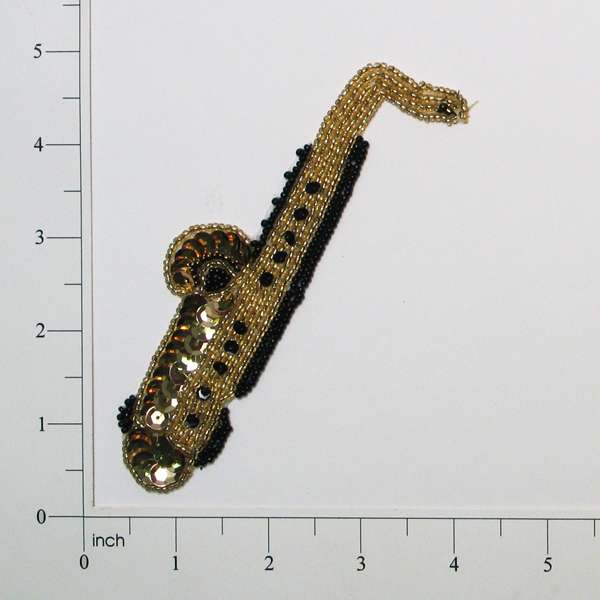 Saxophone Bead and Sequin Applique/Patch