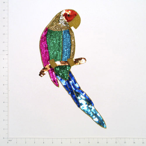 14" x 5 3/4" Parrot Sequin Applique/Patch  - Multi Colors