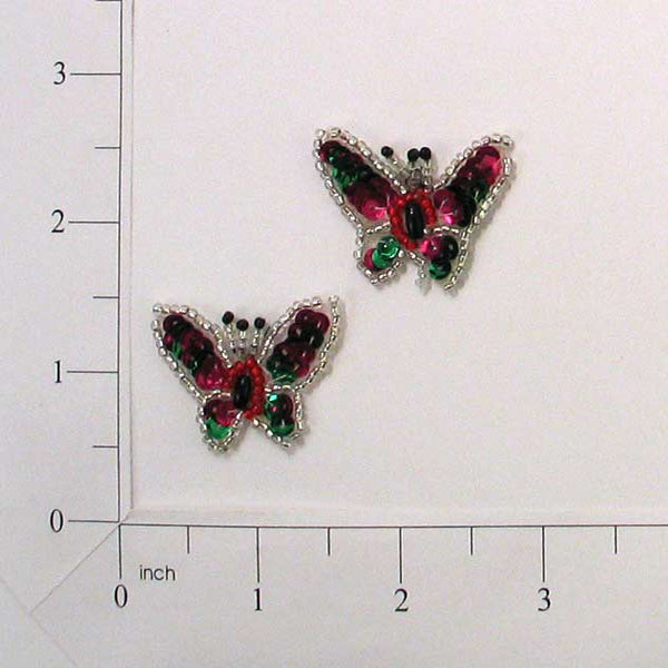 Rainbow Butterfly Sequin Applique/Patch Pack of 2  - Multi Colors