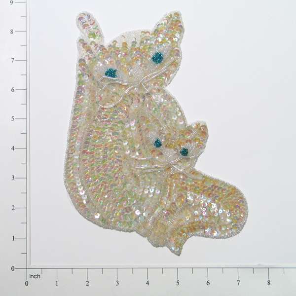 Cat and Kitten Sequin Applique/Patch