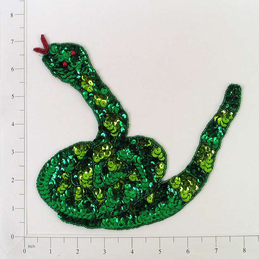 Snake Sequin Applique/Patch  - Green Multi