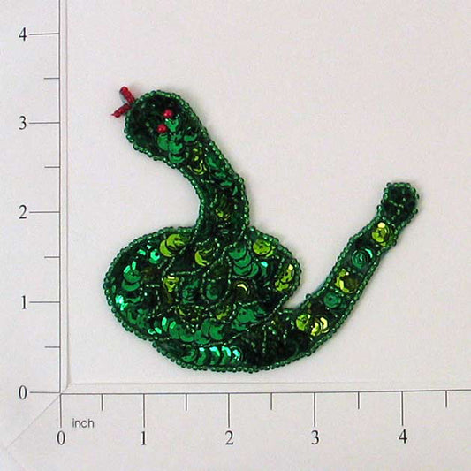Snake Sequin Applique/Patch  - Green