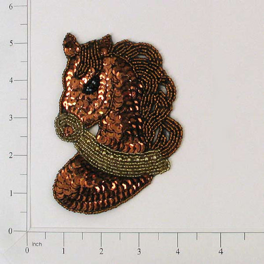 Horse Head Sequin Applique/Patch  - Bronze
