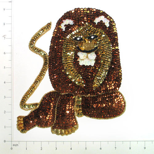 8 3/4" x 7 1/2" Lion Sequin Applique/Patch  - Multi Colors