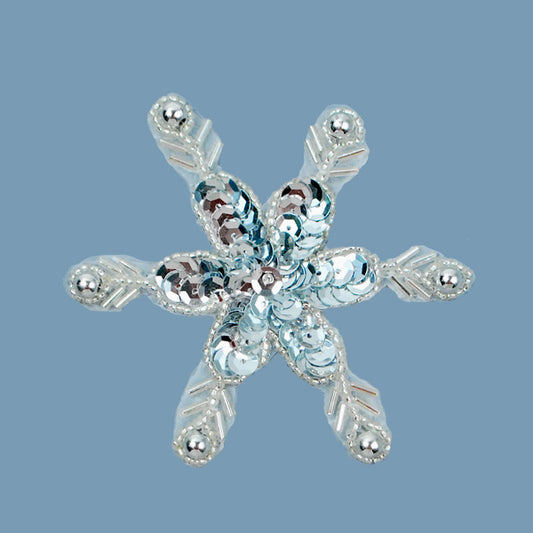 3 1/4" Snowflake Sequin Applique/Patch  - Silver