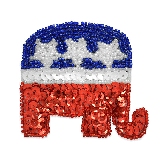 Americana Elephant Sequin Applique/Patch  - Red White and Blue