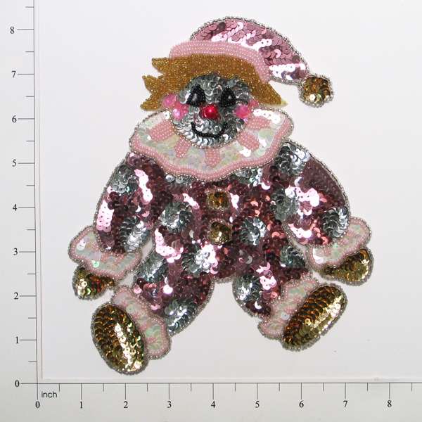 Glitzy Clown Sequin Applique/Patch  - Mauve Multi