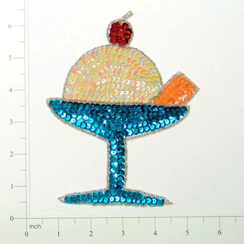 Cup of Ice Cream Sequin Applique  - Multi Colors