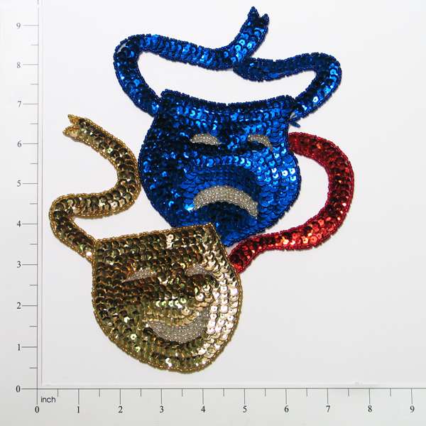 9 1/4" x 7 1/4" Tragedy Sequin Applique/Patch  - Multi Colors