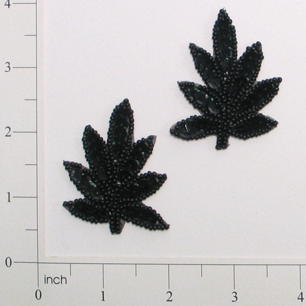 2" x 1 3/4" Leaf Sequin Applique/Patch Pack of 2