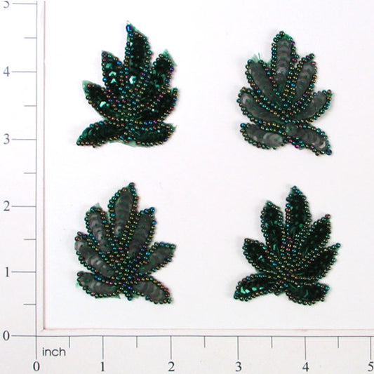 Four Leaves Sequin Applique/Patch Pack of 4