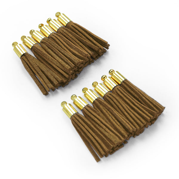 Dawn 1 1/4"  Faux Suede Tassel with Gold Cap 12PK