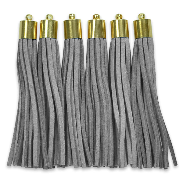 Shawn 2 1/2"  Faux Suede Tassel with Gold Cap 6PK