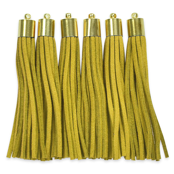 Shawn 2 1/2"  Faux Suede Tassel with Gold Cap 6PK