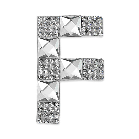 Letter F Iron-on Rhinestone Applique/Patch  - Crystal
