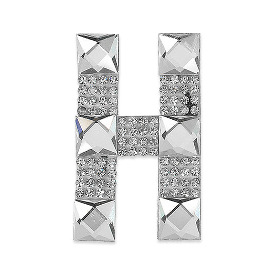 Letter H Iron-on Rhinestone Applique/Patch  - Crystal
