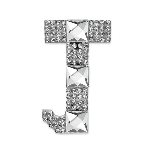 Letter J Iron-on Rhinestone Applique/Patch  - Crystal
