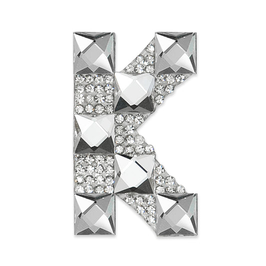 Letter K Iron-on Rhinestone Applique/Patch  - Crystal