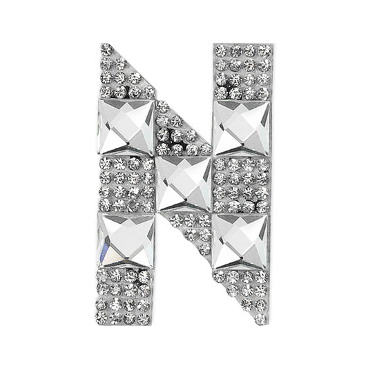 Letter N Iron-on Rhinestone Applique/Patch  - Crystal