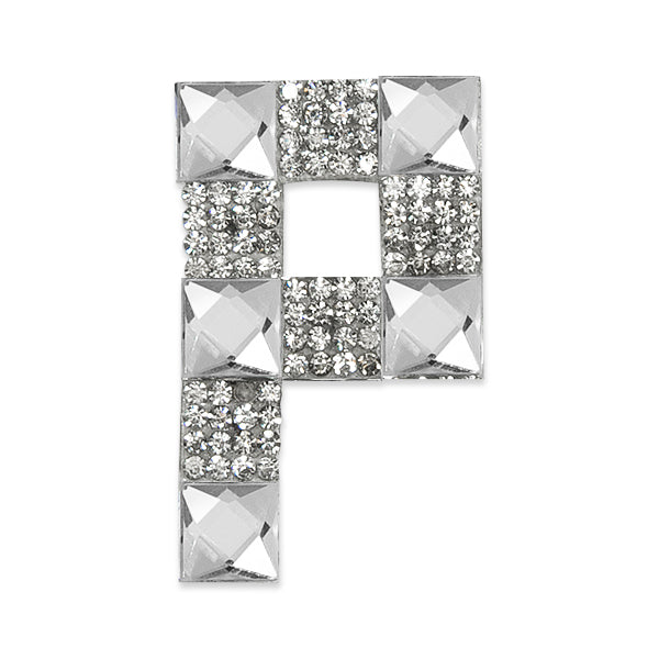 Letter P Iron-on Rhinestone Applique/Patch  - Crystal