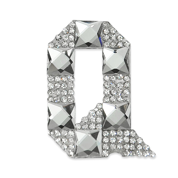 Letter Q Iron-on  Rhinestone Applique/Patch  - Crystal