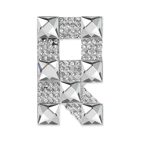 Letter R Iron-on Rhinestone Applique/Patch  - Crystal