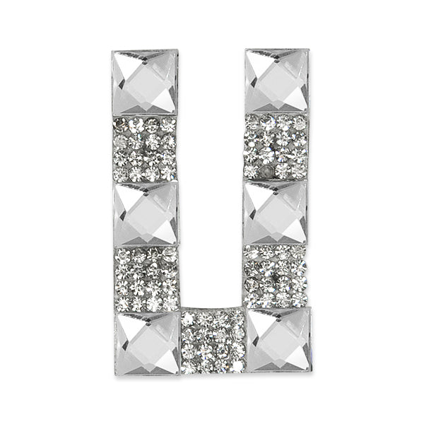 Letter U Iron-on Rhinestone Applique/Patch  - Crystal