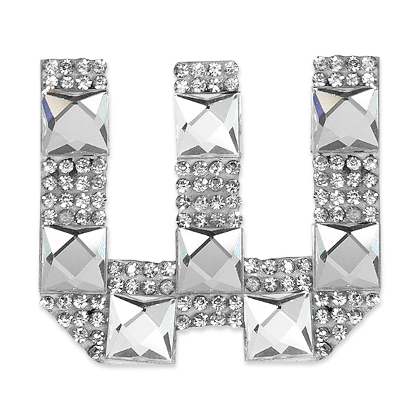 Letter W Iron-on Rhinestone Applique/Patch  - Crystal