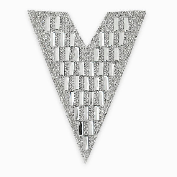 Medium Collar Iron-on Rhinestone 3 1/2 X 6 1/2" Applique/Patch  - Crystal
