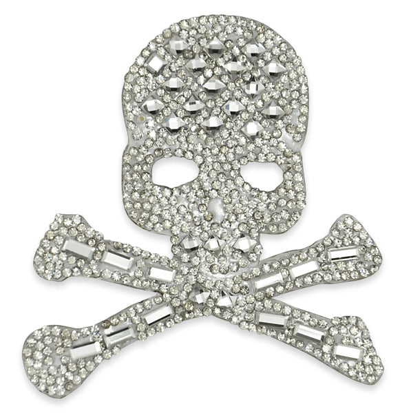 Iron-on Rhinestone Skull and Bones Patch - Applique/Patch