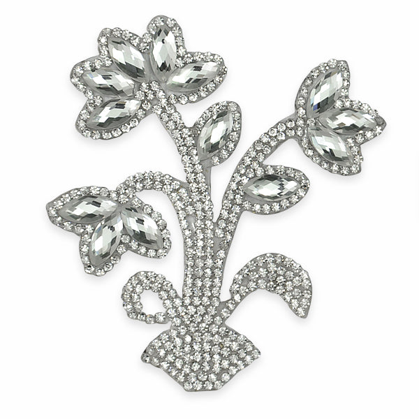 Rhinestone Applique/Patch Crystal Flowering Plant Iron on Patch