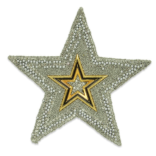 Star in Star Iron-on Applique/Patch  - Silver