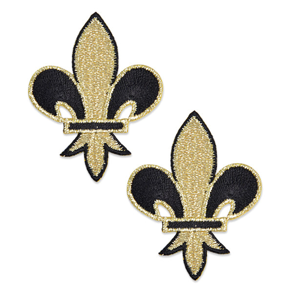 Iron-on Embroidered Fleur de Lis Applique/Patch Pack of 2