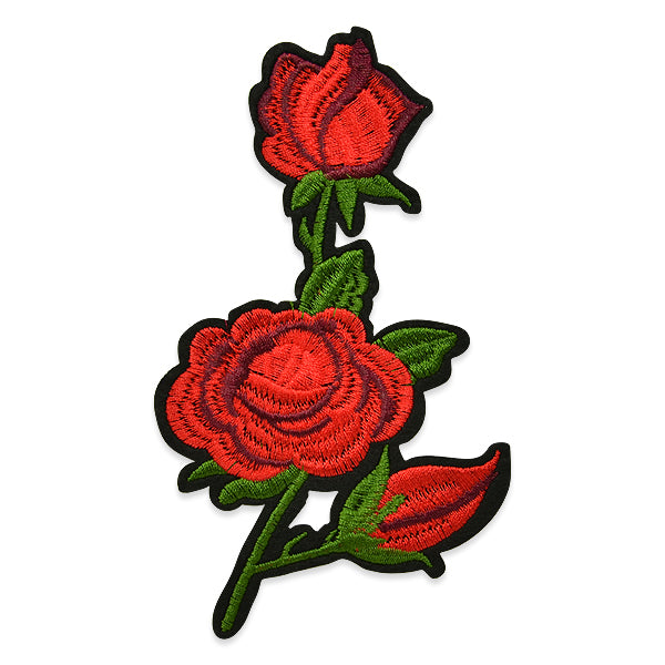 Rita Iron-on Embroidered Roses Applique/Patch  - Red/Green