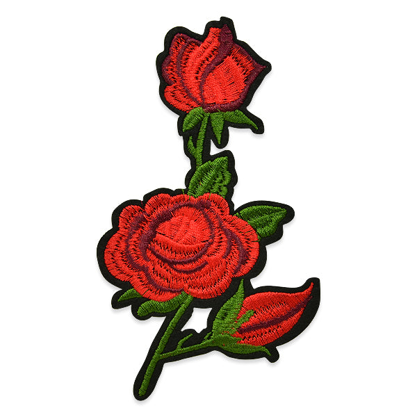 Rita Iron-on Embroidered Roses Applique/Patch
  - Red/Green