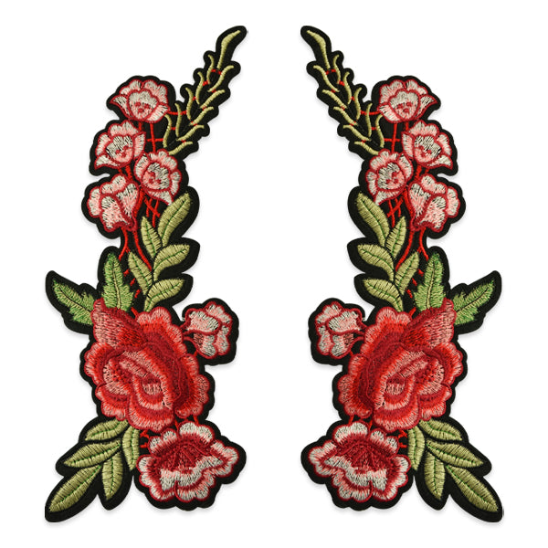 Trina Iron On Embroidered Roses Applique/Patch 11 1/4" x 5" 
 Pair