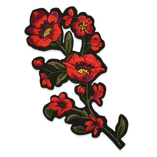 Sharla Iron On Embroidered Flower Applique/Patch  - Red