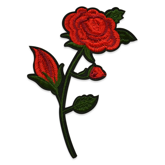 Highland Iron On Embroidered Rose Applique/Patch Patch  - Red Multi