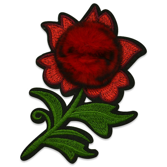 Shaun Furry Rose Iron On Embroidered Applique/Patch Patch  - Red Multi