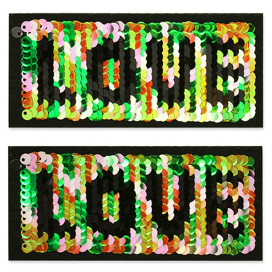 2PC Color Love Reversible Sequin Iron On Embroidered Applique/Patch