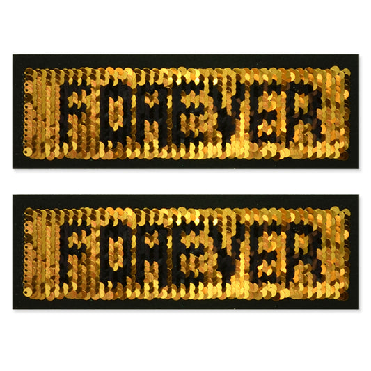 2PC Forever Whatever Reversible Sequin Iron On Embroidered Applique/Patch